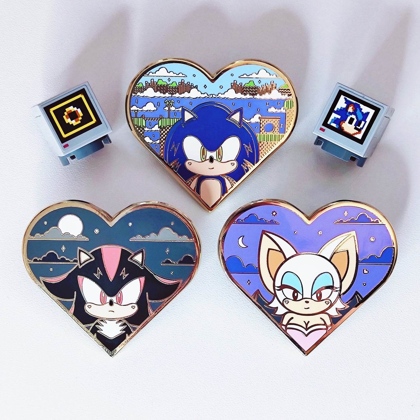 Blue Blur Heart Enamel Pins